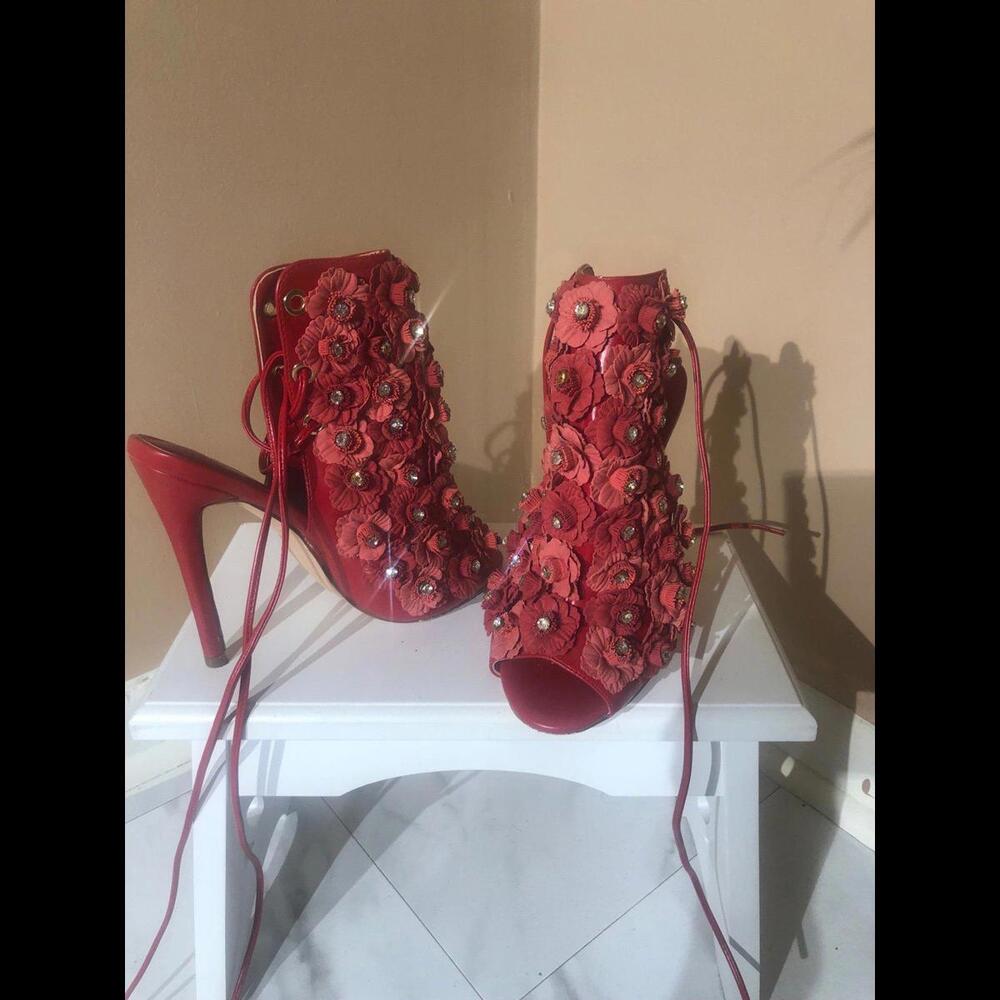 Heels pumps floral 3D shoe diamond encrusted